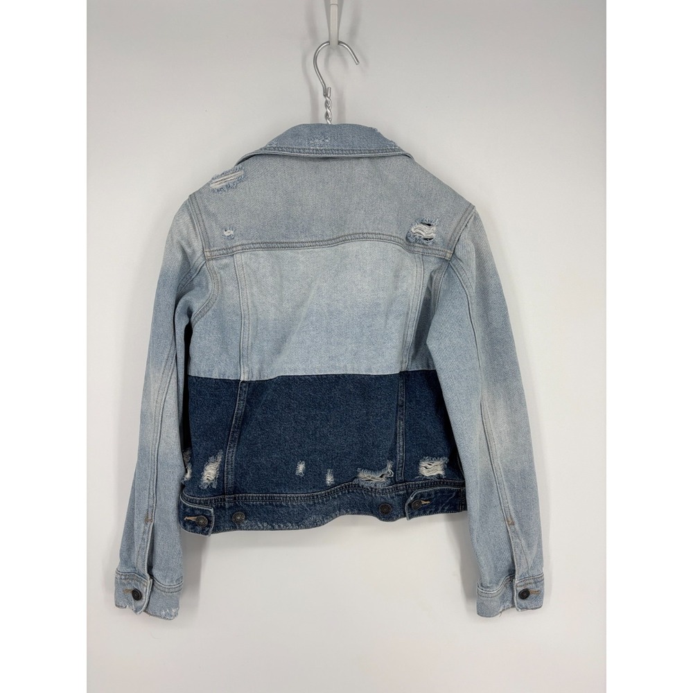 Hidden Denim Jacket Women S Distressed Two Tone Cropped Colorblock Y2K - Picture 3 of 9